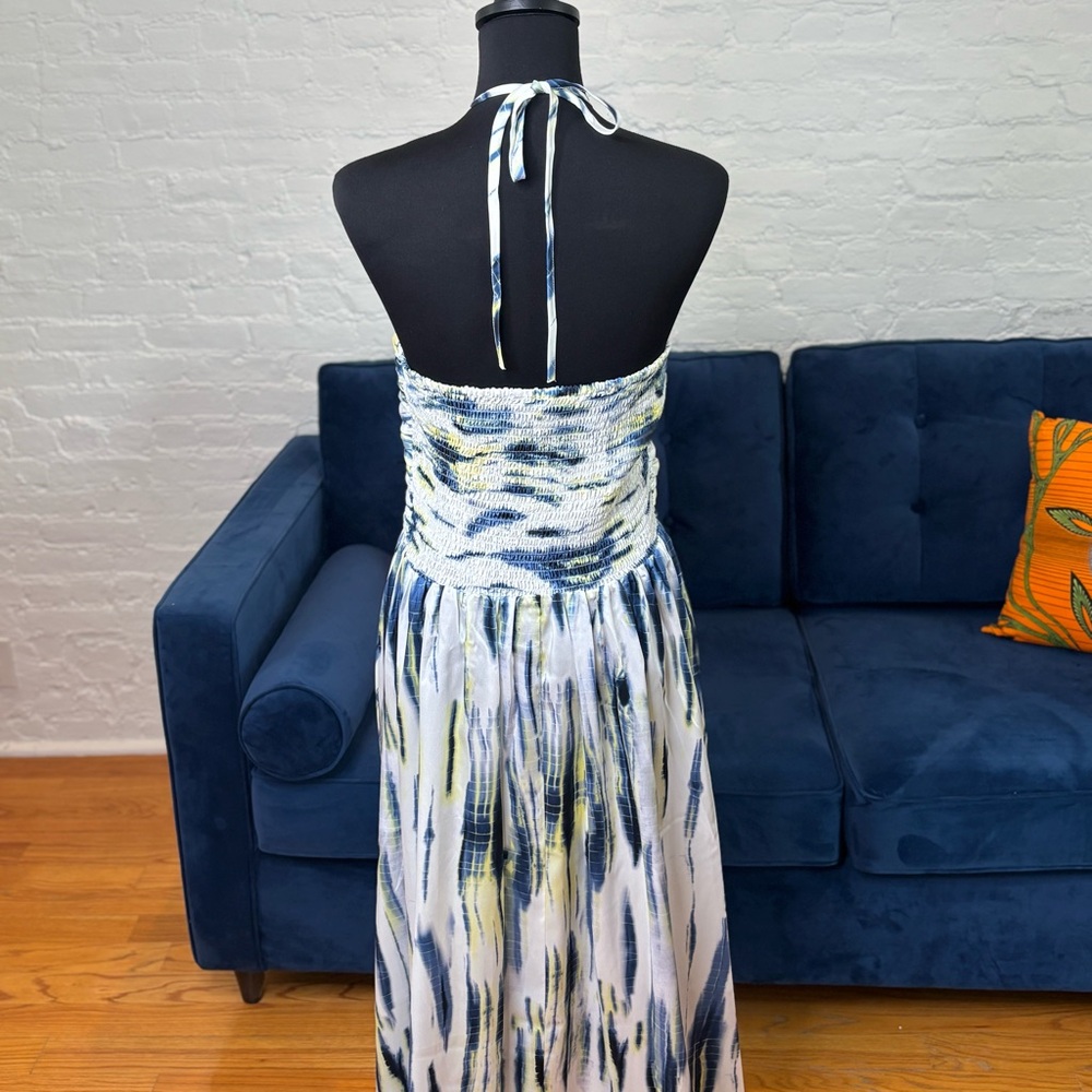 DKNY Blue, White & Yellow Halter Maxi Dress - Picture 3 of 5